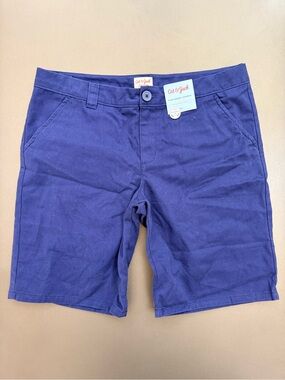 Cat & Jack Navy Boys Flat-Front Adjustable Waist Shorts - Size 16 Plus
